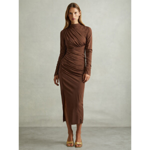 REISS KELLY Jersey Ruched Midi Dress